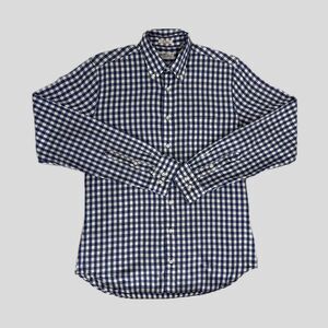 Gant Rugger Blue White Gingham Cotton Windblown Oxford Mens Long Sleeve Shirt L